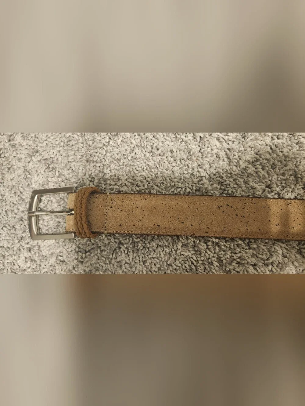 NWOT Martin Dingman $125 Handmade In USA Suede Leather Belt Size 42/105cm Beige